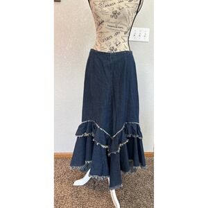 Vintage‎ Y2K Jeanology Skirt Sz 10 Blue Denim Maxi Mermaid Grunge Whimsigoth